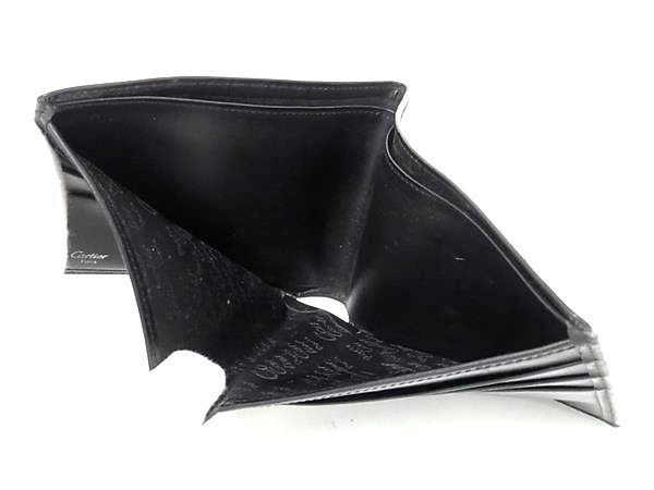 Cartier カルティエ 財布 パシャ - ブラック レザー メンズ 二つ折り 財布 シルバー金具