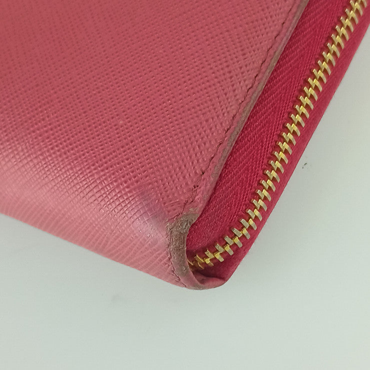 PRADA プラダ 長財布 ジップアラウンドウォレット 1ML506 ピンク サフィアーノレザー レディース ラウンドファスナー ゴールド金具