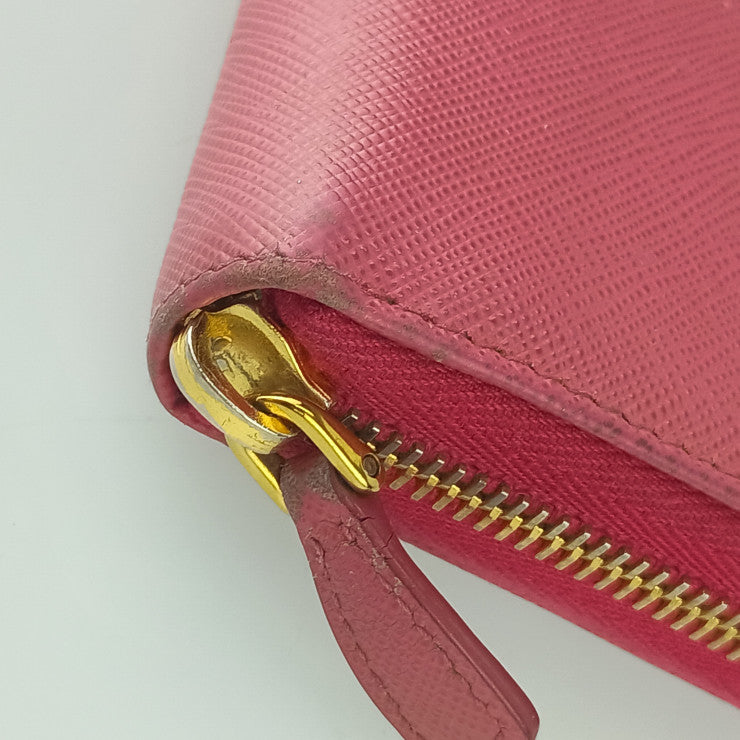 PRADA プラダ 長財布 ジップアラウンドウォレット 1ML506 ピンク サフィアーノレザー レディース ラウンドファスナー ゴールド金具