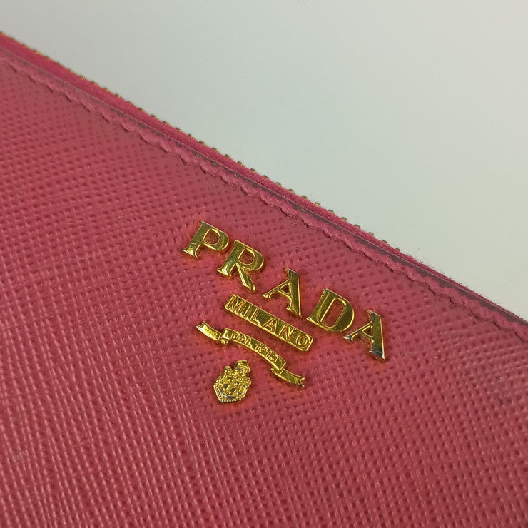 PRADA プラダ 長財布 ジップアラウンドウォレット 1ML506 ピンク サフィアーノレザー レディース ラウンドファスナー ゴールド金具