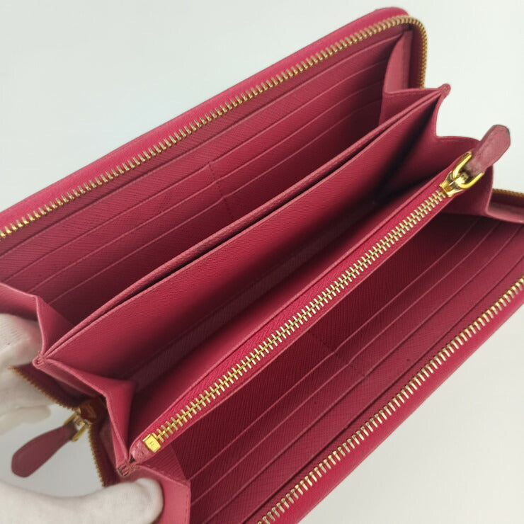 PRADA プラダ 長財布 ジップアラウンドウォレット 1ML506 ピンク サフィアーノレザー レディース ラウンドファスナー ゴールド金具