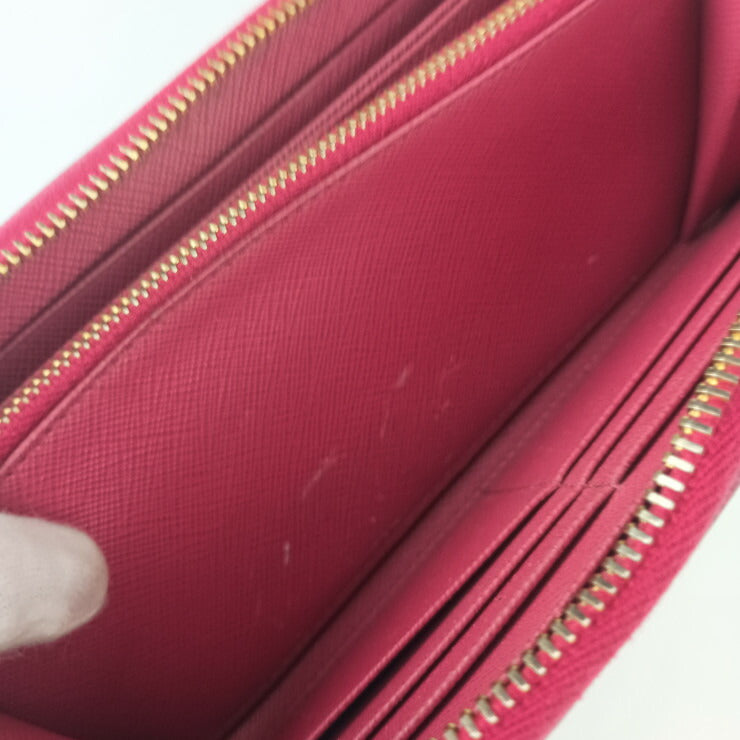 PRADA プラダ 長財布 ジップアラウンドウォレット 1ML506 ピンク サフィアーノレザー レディース ラウンドファスナー ゴールド金具
