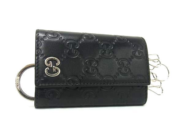 GUCCI グッチ キーケース グッチシマ 473924 ブラック レザー ユニセックス GGロゴ 6連 シルバー金具