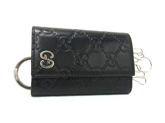 GUCCI グッチ キーケース グッチシマ 473924 ブラック レザー ユニセックス GGロゴ 6連 シルバー金具