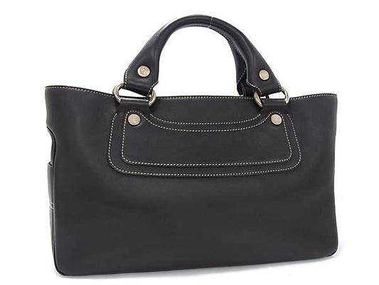 CELINE セリーヌ ハンドバッグ マカダム ブギーバッグ ダークブラウン レザー レディース 美品