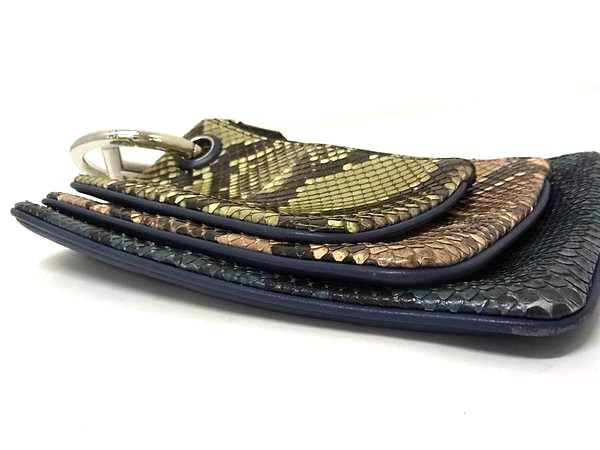 FENDI フェンディ ポーチ トリプレット 8BS001 カーキ系 ブラウン系 ブルー系 パイソン レザー ユニセックス 3連 シルバー金具