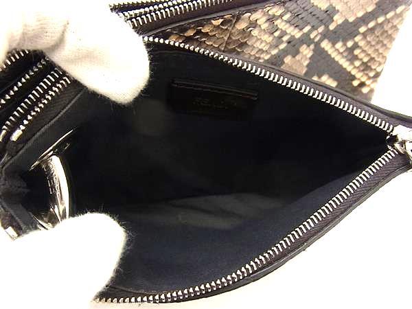 FENDI フェンディ ポーチ トリプレット 8BS001 カーキ系 ブラウン系 ブルー系 パイソン レザー ユニセックス 3連 シルバー金具