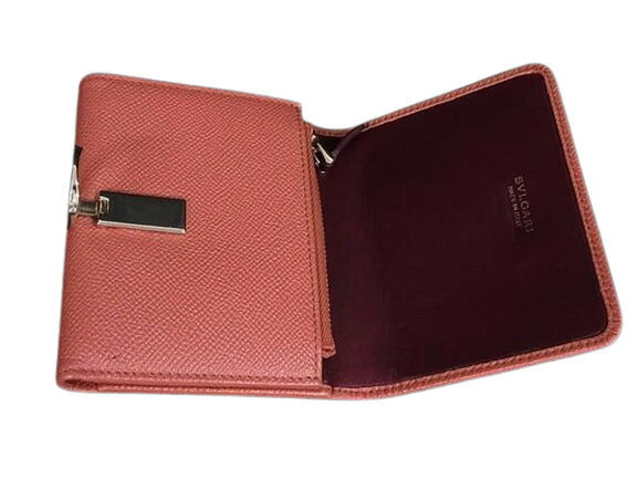 美品 BVLGARI ブルガリ 財布 ブルガリブルガリ - オレンジ系 レザー レディース 三つ折り ロゴクリップ ゴールド金具