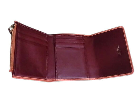 美品 BVLGARI ブルガリ 財布 ブルガリブルガリ - オレンジ系 レザー レディース 三つ折り ロゴクリップ ゴールド金具