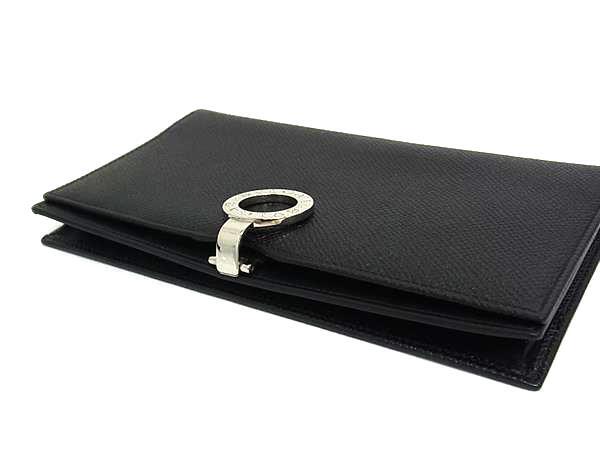 新古未使用展示品 BVLGARI ブルガリ 財布 ブルガリブルガリ 23295 ブラック レザー ユニセックス ニつ折り ロゴクリップ