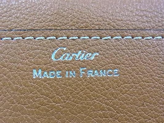Cartier カルティエ 財布 Cドゥ カルティエ ブラウン レザー レディース 二つ折り長財布 シルバー金具