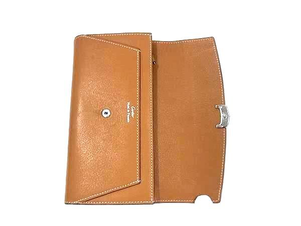 Cartier カルティエ 財布 Cドゥ カルティエ ブラウン レザー レディース 二つ折り長財布 シルバー金具