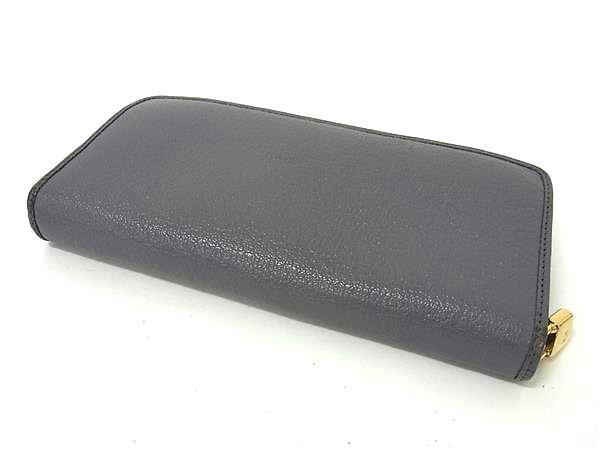 LOEWE ロエベ 財布 アナグラム グレー レザー レディース ラウンドファスナー長財布