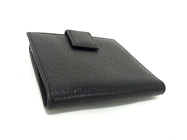 GUCCI グッチ 財布 170369 ブラック レザー レディース Wホック 二つ折り財布 ゴールド金具 美品