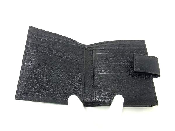 GUCCI グッチ 財布 170369 ブラック レザー レディース Wホック 二つ折り財布 ゴールド金具 美品