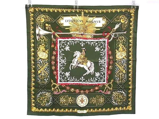 HERMES エルメス スカーフ カレ90 マルチカラー シルク100% レディース LVDOVICVS MAGNVS ルイ14世 美品