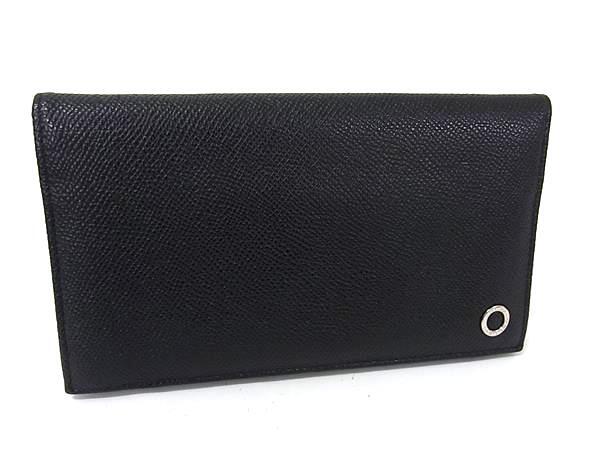 BVLGARI ブルガリ 財布 ブルガリブルガリ 30398 ブラック レザー メンズ ニつ折り長財布 シルバー金具 美品