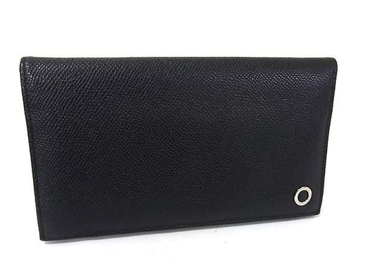BVLGARI ブルガリ 財布 ブルガリブルガリ 30398 ブラック レザー メンズ ニつ折り長財布 シルバー金具 美品