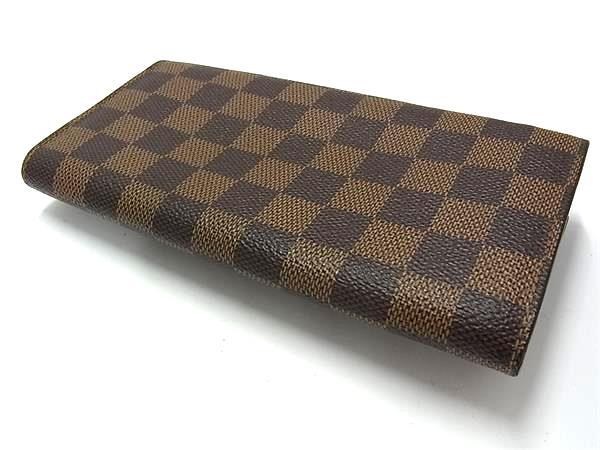 LOUIS VUITTON ルイヴィトン 財布 ダミエ ポシェット ポルトモネ クレディ N61724 エベヌ PVC×レザー ユニセックス ニつ折り長財布 ゴールド金具
