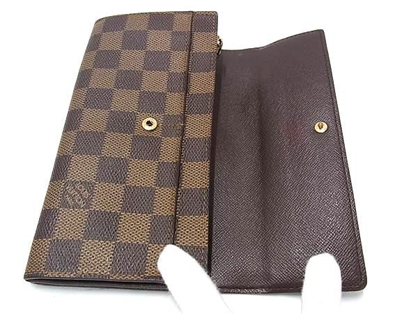 LOUIS VUITTON ルイヴィトン 財布 ダミエ ポシェット ポルトモネ クレディ N61724 エベヌ PVC×レザー ユニセックス ニつ折り長財布 ゴールド金具