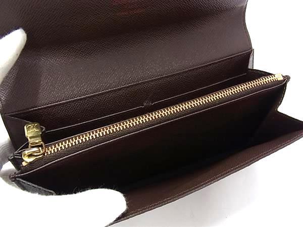 LOUIS VUITTON ルイヴィトン 財布 ダミエ ポシェット ポルトモネ クレディ N61724 エベヌ PVC×レザー ユニセックス ニつ折り長財布 ゴールド金具