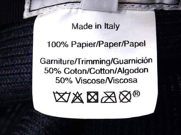 HERMES エルメス 帽子 ネイビー×ブラック ペーパー100％ ユニセックス 中折れハット 美品