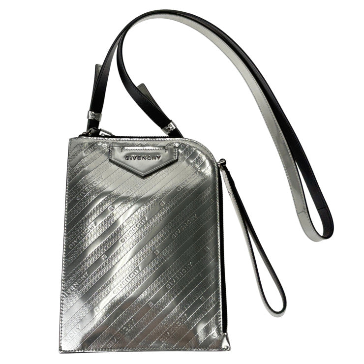 GIVENCHY ジバンシィ ハンドバッグ アンティゴナ ポートフォリオポーチ シルバー パテントレザー ユニセックス 2WAY 新品未使用展示品