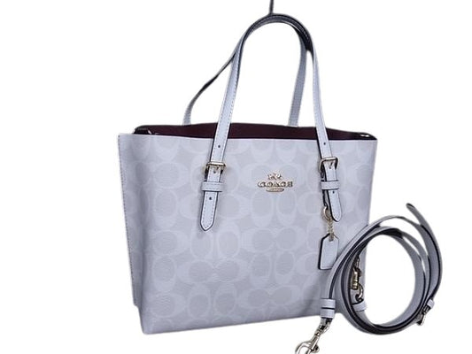 COACH コーチ トートバッグ シグネチャー モリー トート 25 C4250 アイボリー系 PVC×レザー レディース 2WAY 新品未使用展示品