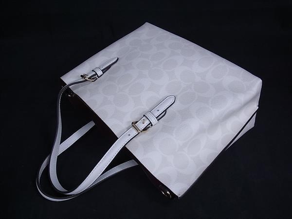COACH コーチ トートバッグ シグネチャー モリー トート 25 C4250 アイボリー系 PVC×レザー レディース 2WAY 新品未使用展示品