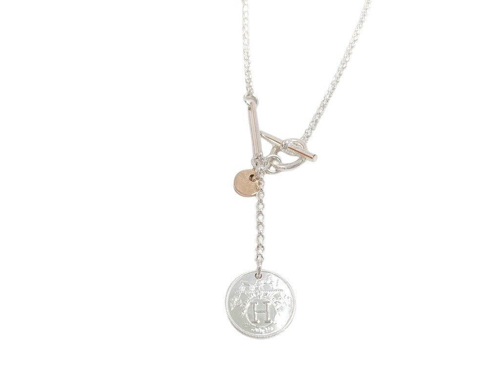 HERMES エルメス ネックレス エクスリブリスPM シルバー ピンクゴールド Ag925 Au750 レディース 美品