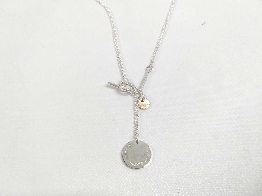 HERMES エルメス ネックレス エクスリブリスPM シルバー ピンクゴールド Ag925 Au750 レディース 美品