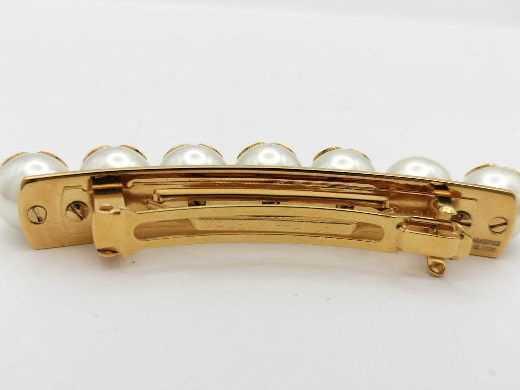 LOUIS VUITTON ルイヴィトン バレッタ ビーマインドフル M68953 ゴールド メタル フェイクパール レディース モノグラム 美品