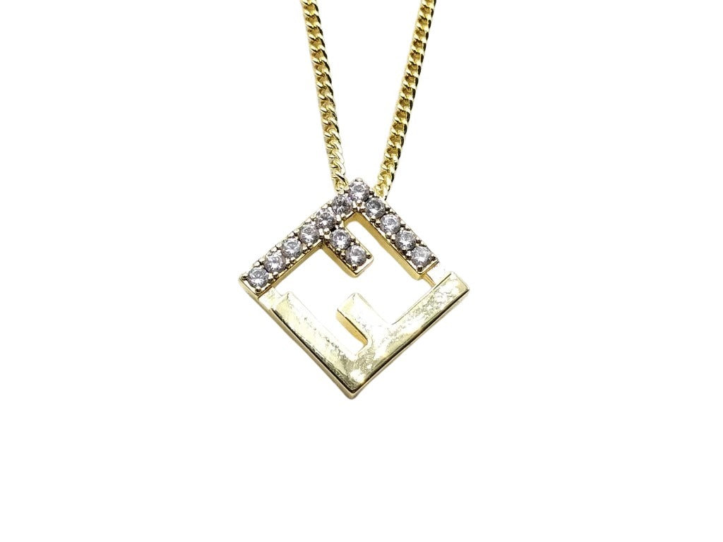 FENDI フェンディ ネックレス エフイズ ゴールド メタル レディース ラインストーン