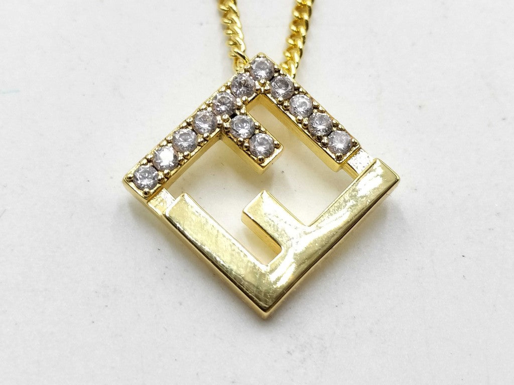 FENDI フェンディ ネックレス エフイズ ゴールド メタル レディース ラインストーン