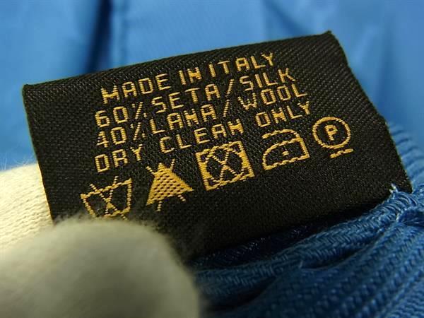 BVLGARI ブルガリ ストール ロゴマニア ブルー シルク60％×ウール40％ レディース フリンジ 美品