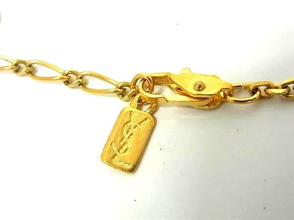 YVESSAINTLAURENT イヴサンローラン ネックレス ゴールド メタル レディース ラインストーン ロゴ 美品