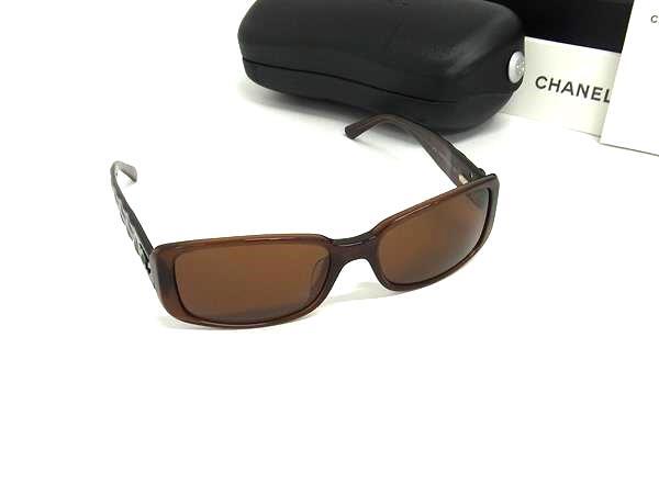 CHANEL シャネル サングラス カメリア 5111 ブラウン プラスチック ユニセックス 美品