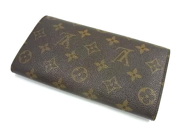 LOUIS VUITTON ルイヴィトン 財布 モノグラム ポシェット ポルトモネ クレディ M61725 ブラウン PVC レザー ユニセックス 二つ折り 長財布 ゴールド金具 美品