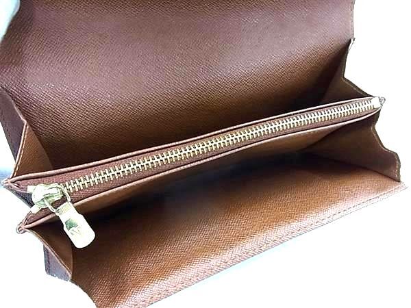 LOUIS VUITTON ルイヴィトン 財布 モノグラム ポシェット ポルトモネ クレディ M61725 ブラウン PVC レザー ユニセックス 二つ折り 長財布 ゴールド金具 美品