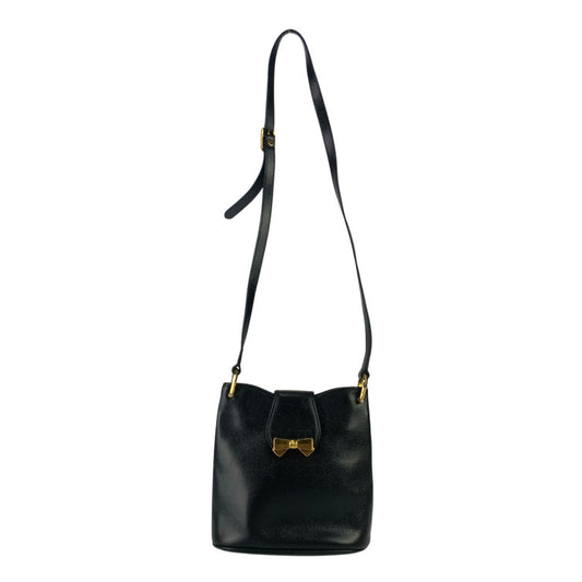 NINA RICCI ニナリッチ ショルダーバッグ リボン ポシェット ブラック レザー レディース ヴィンテージ ゴールド金具