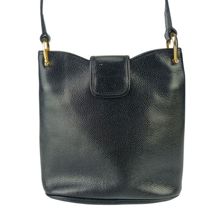 NINA RICCI ニナリッチ ショルダーバッグ リボン ポシェット ブラック レザー レディース ヴィンテージ ゴールド金具