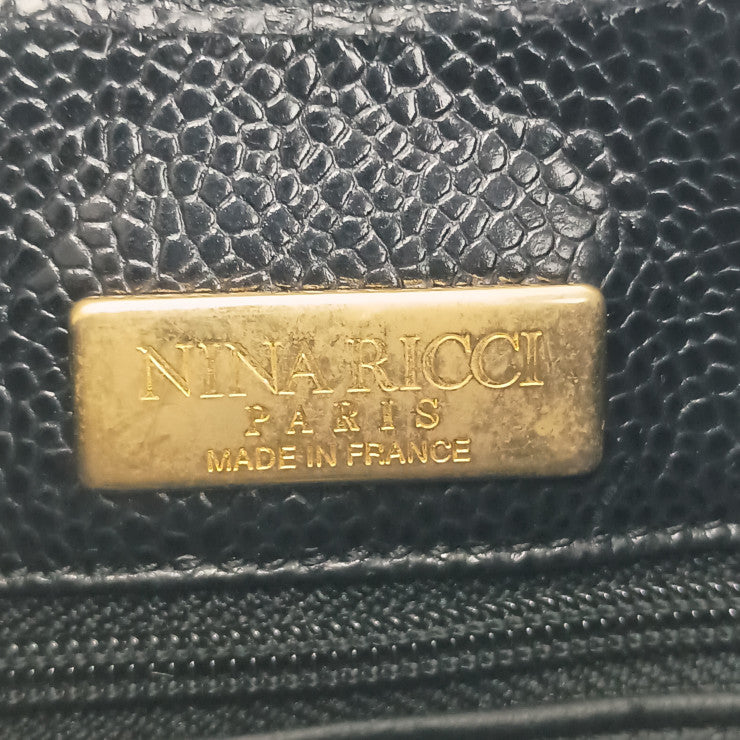 NINA RICCI ニナリッチ ショルダーバッグ リボン ポシェット ブラック レザー レディース ヴィンテージ ゴールド金具