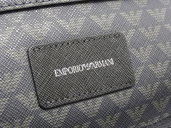 EMPORIO ARMANI エンポリオアルマーニ クラッチバッグ ネイビー グリーン PVC メンズ 美品