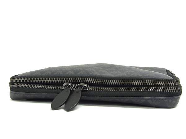 EMPORIO ARMANI エンポリオアルマーニ クラッチバッグ ネイビー グリーン PVC メンズ 美品