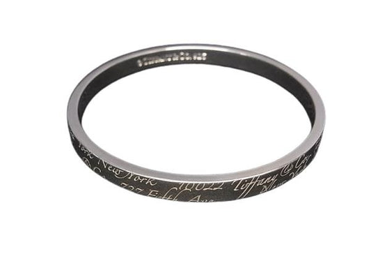 TIFFANY＆Co ティファニー バングル ノーツナロー ニューヨーク シルバー SV925 レディース 美品