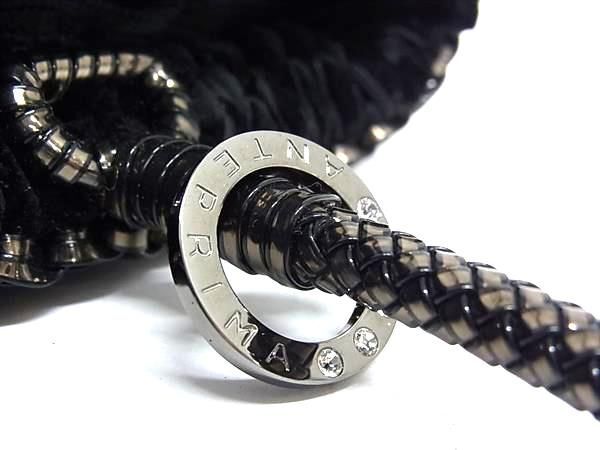 ANTEPRIMA アンテプリマ ハンドバッグ ワイヤーバッグ ブラック PVCワイヤー ベロア ファー レディース チェーン リボン 4WAY シルバー金具 超美品