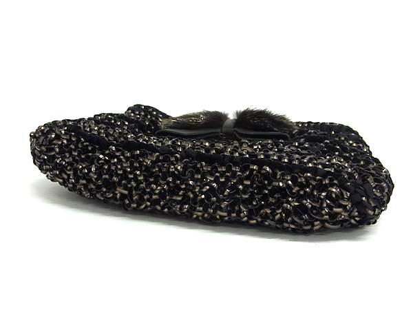 ANTEPRIMA アンテプリマ ハンドバッグ ワイヤーバッグ ブラック PVCワイヤー ベロア ファー レディース チェーン リボン 4WAY シルバー金具 超美品