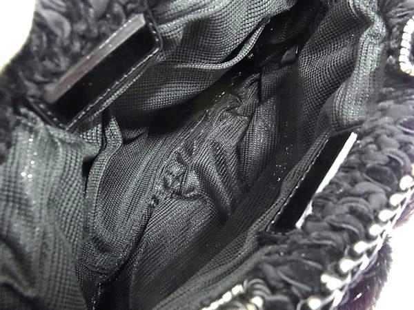 ANTEPRIMA アンテプリマ ハンドバッグ ワイヤーバッグ ブラック PVCワイヤー ベロア ファー レディース チェーン リボン 4WAY シルバー金具 超美品