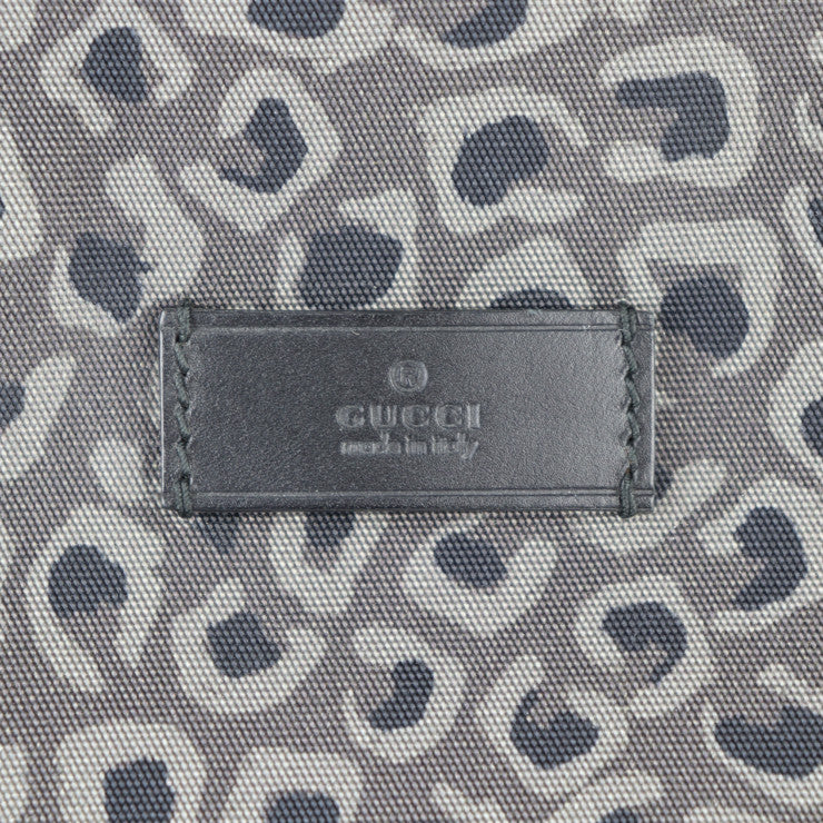 美品 GUCCI グッチ ショッピングバッグ トートバッグ 341739 キャンバス レザー グレー系 ブラック レオパード柄 ヒョウ柄
