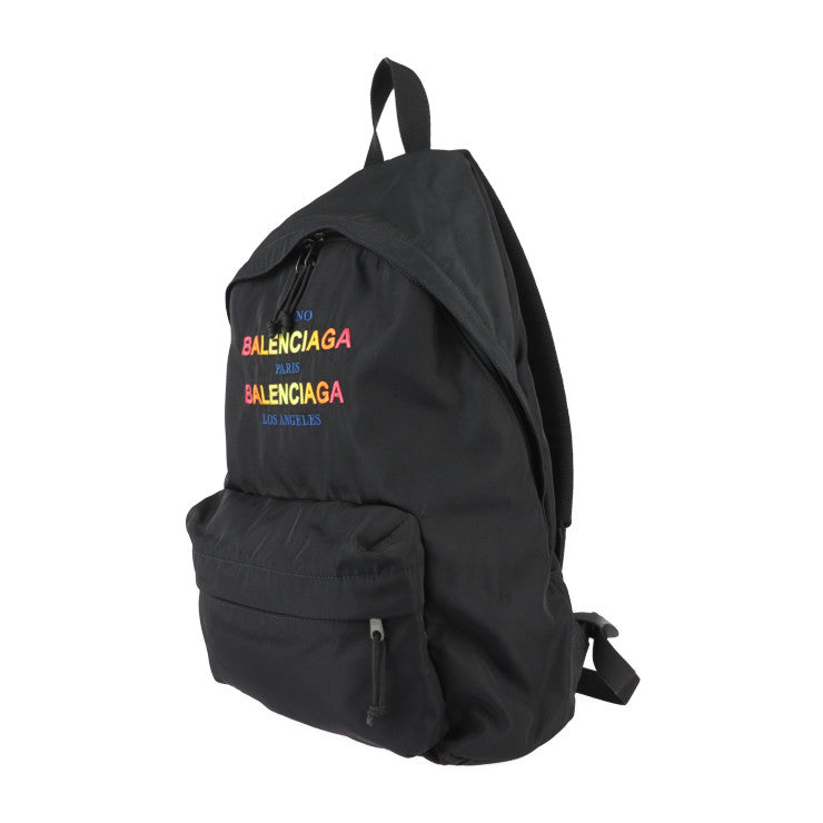 超美品 BALENCIAGA バレンシアガ バックパック エクスプローラー リュック・デイパック 503221 ナイロンキャンバス ブラック マルチカラー ロゴ